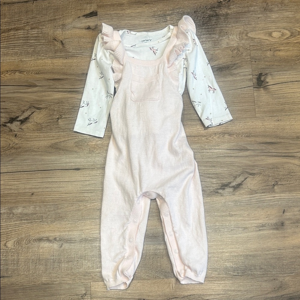 Carter's Light Pink Ruffled Overalls